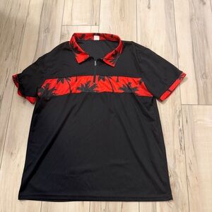 Black and Red Leaf Pattern Men's Shirt